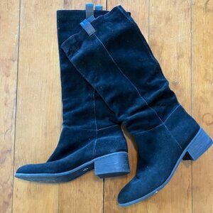 Slouchy Black suede block heel boots. Really cute!